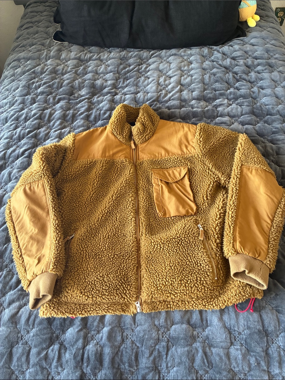 Alex Mill Fleece Sherpa Zip Jacket in Brown